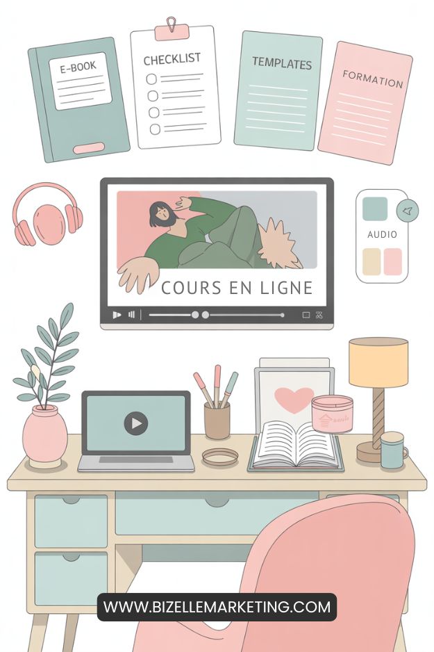 schéma pour montrer la diversité des produits digitaux qu'on peut vendre