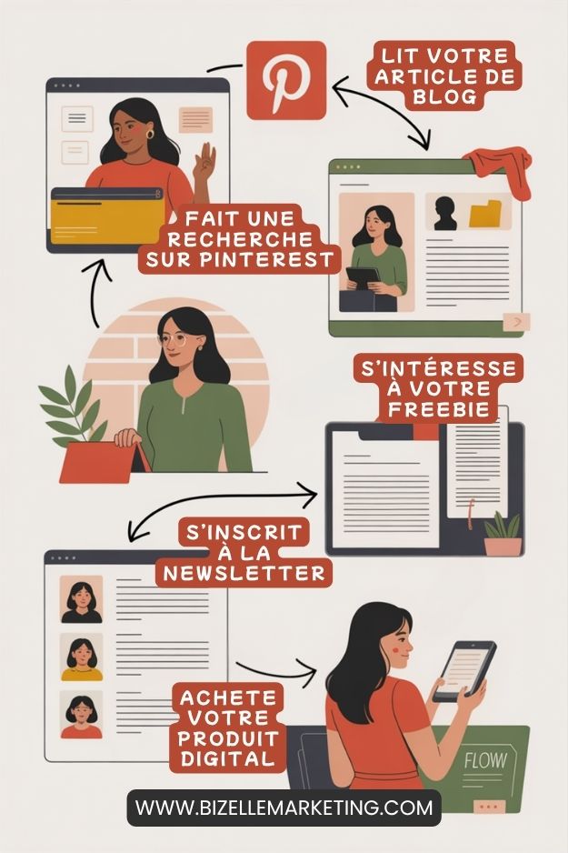schéma du tunnel de vente via pinterest